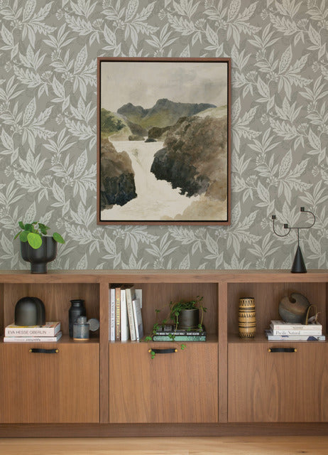 Anita Pewter by Scott Living Woodland Floral Wallpaper- A-Street Prints 4155-27327