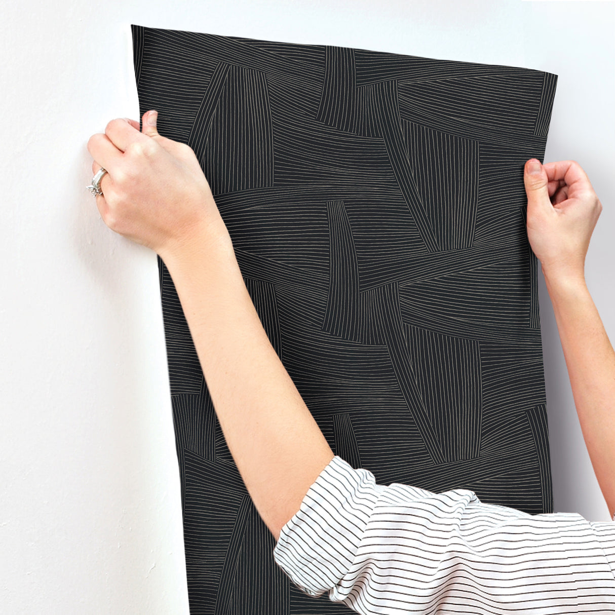 Reid Black by Scott Living Woven Geometric Wallpaper – A-Street Prints 4155-27330