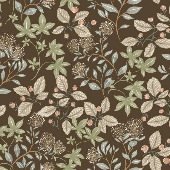Mildred Espresso Botanical Trail Wallpaper by A-Street Prints