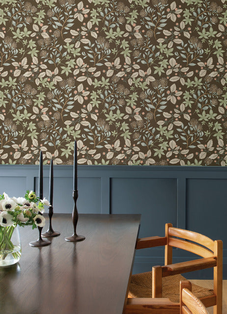 Mildred Espresso by Scott Living Botanical Trail Wallpaper- A-Street Prints 4155-72816