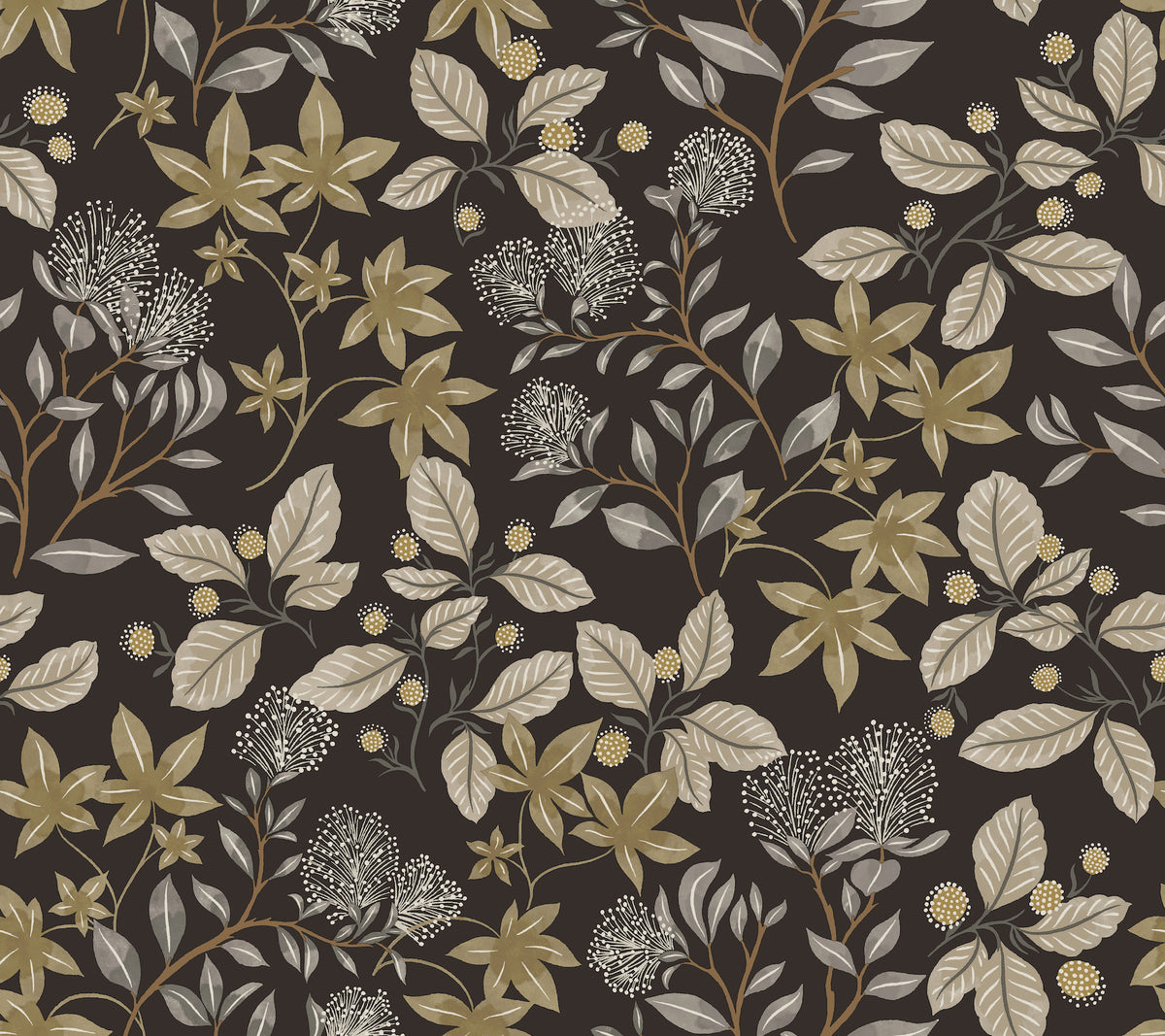 Mildred Black by Scott Living Botanical Trail Non Woven Unpasted Wallpaper - A-Street Prints 4155-72817-Sample