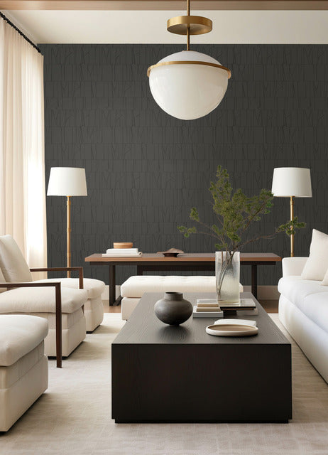 Huntington Charcoal by Scott Living Geometric Stripe Wallpaper – A-Street Prints 4155-72820