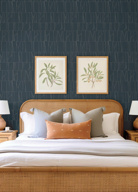 Huntington Indigo by Scott Living Geometric Stripe Wallpaper – A-Street Prints 4155-72821