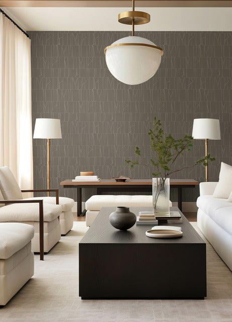 Huntington Chocolate by Scott Living Geometric Stripe Wallpaper – A-Street Prints 4155-72822