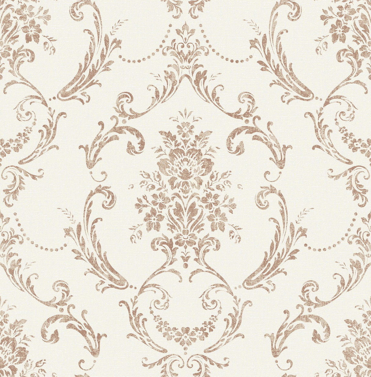 Glenda Copper Floral Damask Wallpaper with Metallic Textured Finish - Advantage 4157-25041
