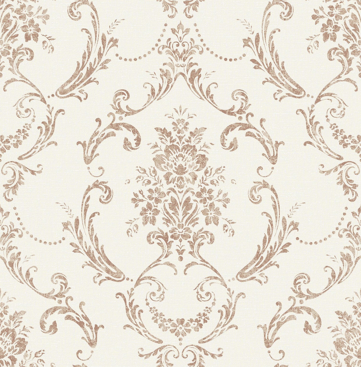 Glenda Copper Floral Damask Wallpaper with Metallic Textured Finish - Advantage 4157-25041
