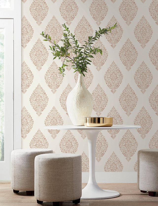 Gillian Copper Medallion Wallpaper with Metallic Textured Medallions - Advantage 4157-25045