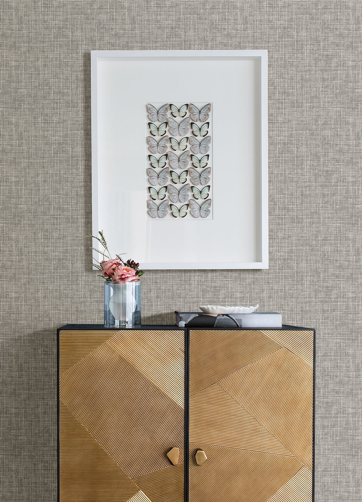 Emerson Grey Linen Wallpaper with Fabric Texture, Raised Ink Advantage 4157-26354