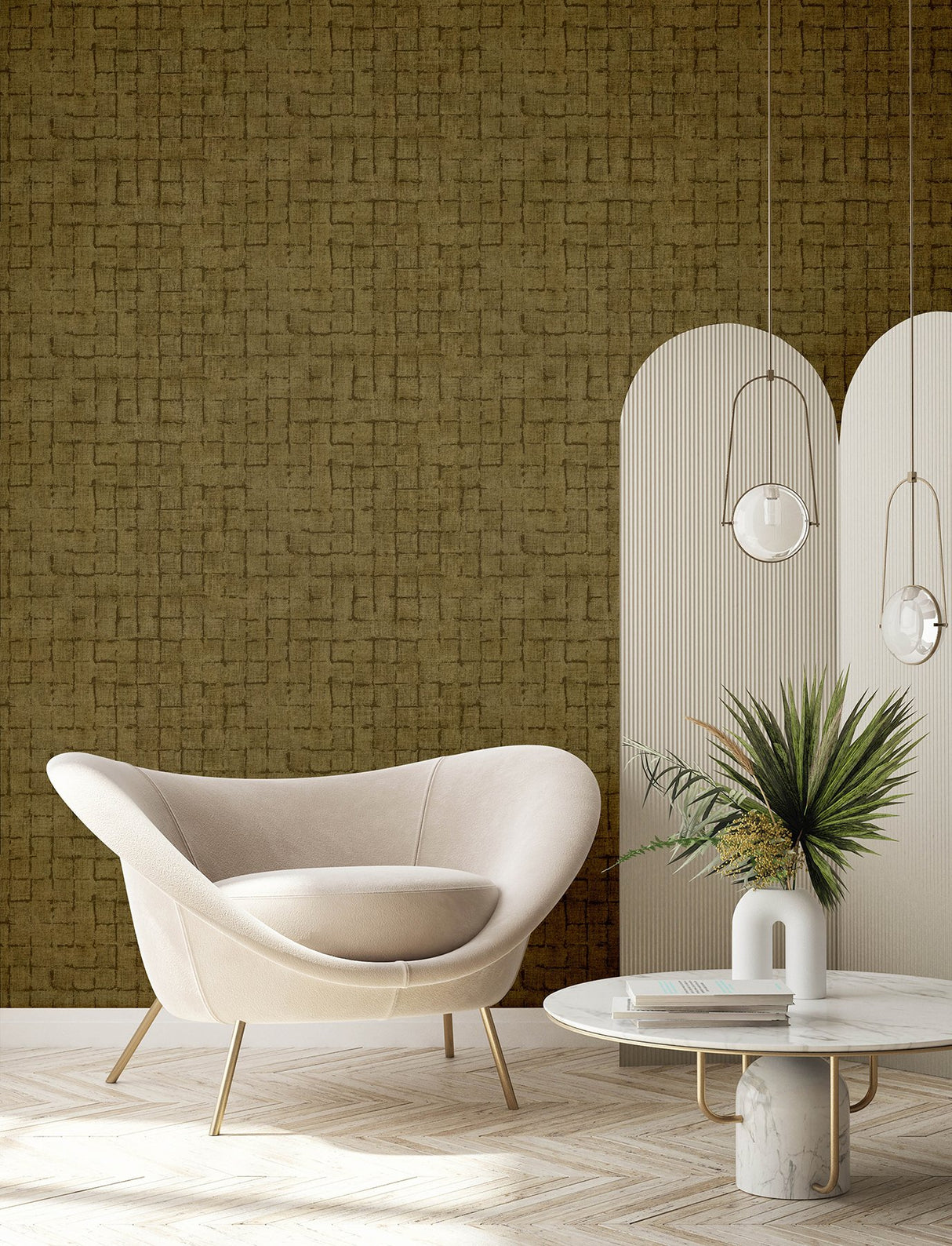 Blocks Chestnut Checkered Wallpaper with Raised Ink Geometric Texture - Advantage 4157-333453