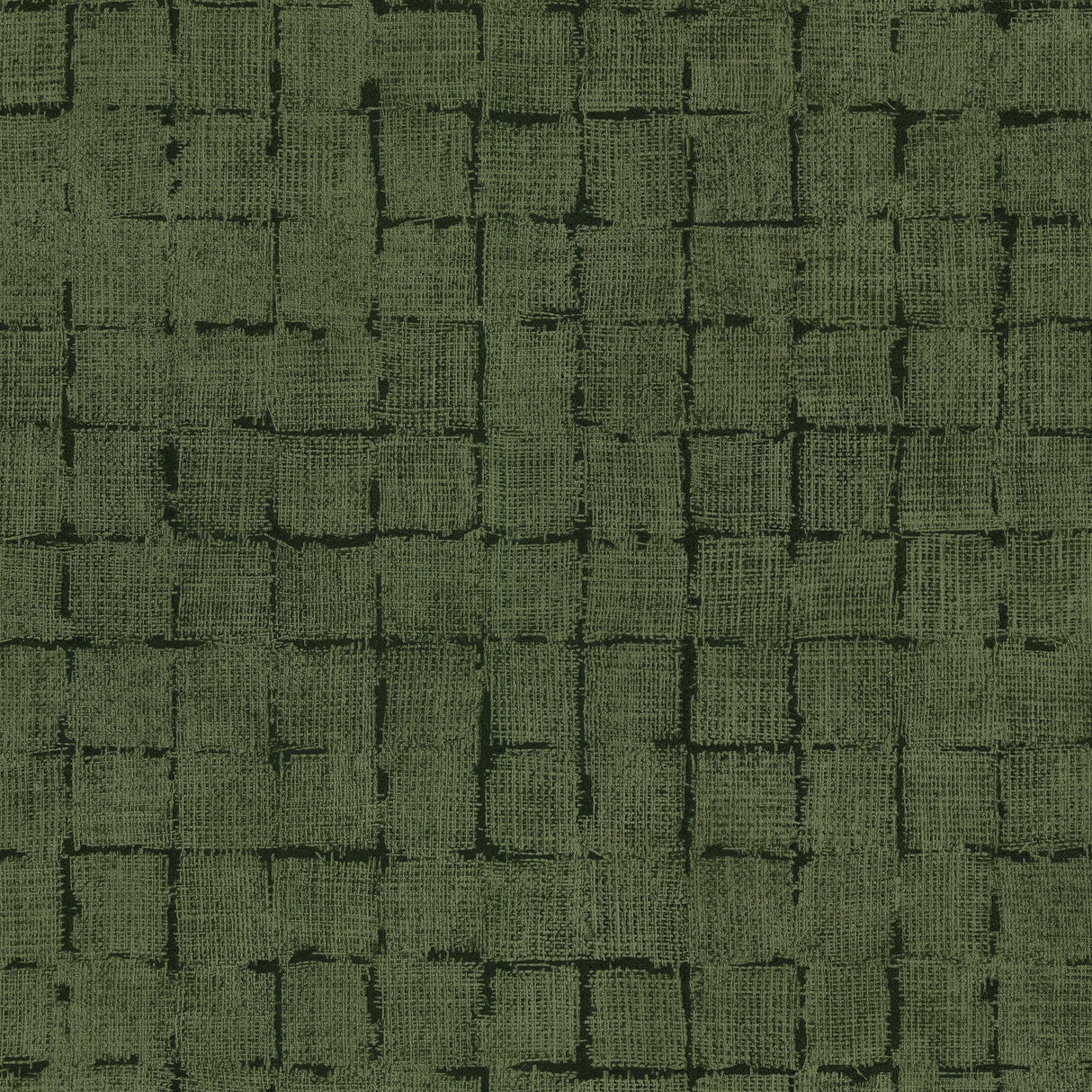 Blocks Olive Checkered Wallpaper with Textured Geometric Grid - Advantage 4157-333455