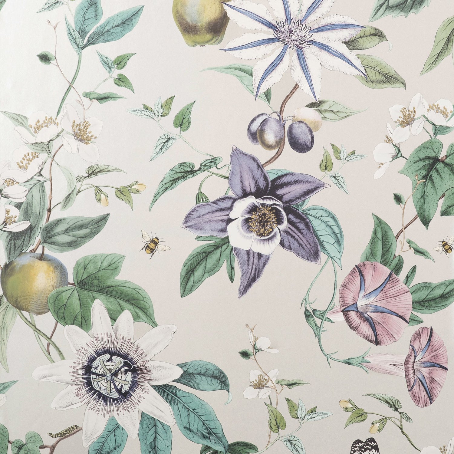 Sierra Silver Floral Wallpaper with Metallic Botanical Flowers - Advantage 4157-43059