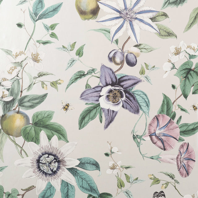 Sierra Silver Floral Wallpaper with Metallic Botanical Flowers - Advantage 4157-43059