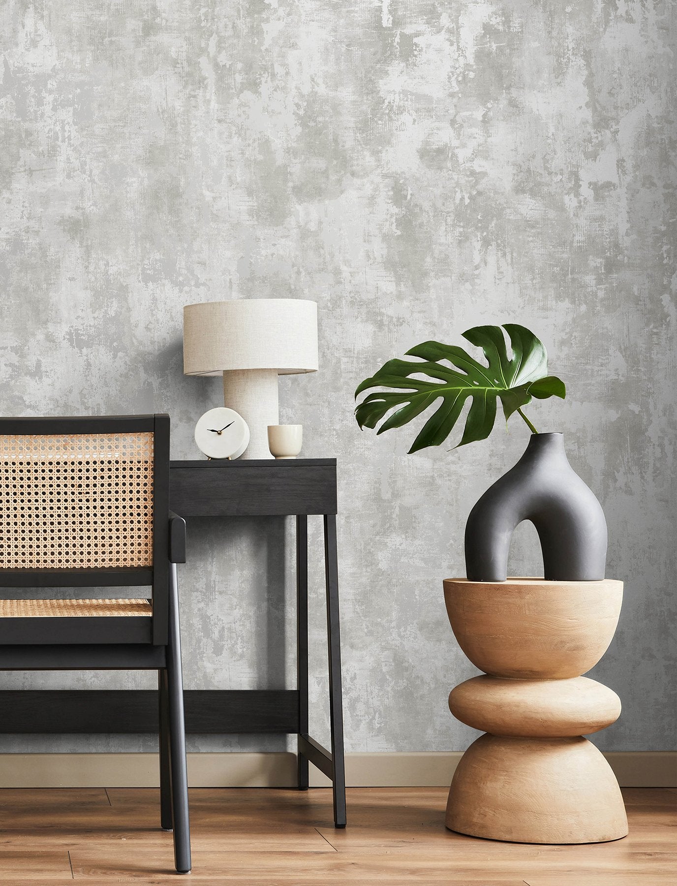 Cierra Silver Stucco Wallpaper with Metallic Texture Pattern - Advantage 4157-43062