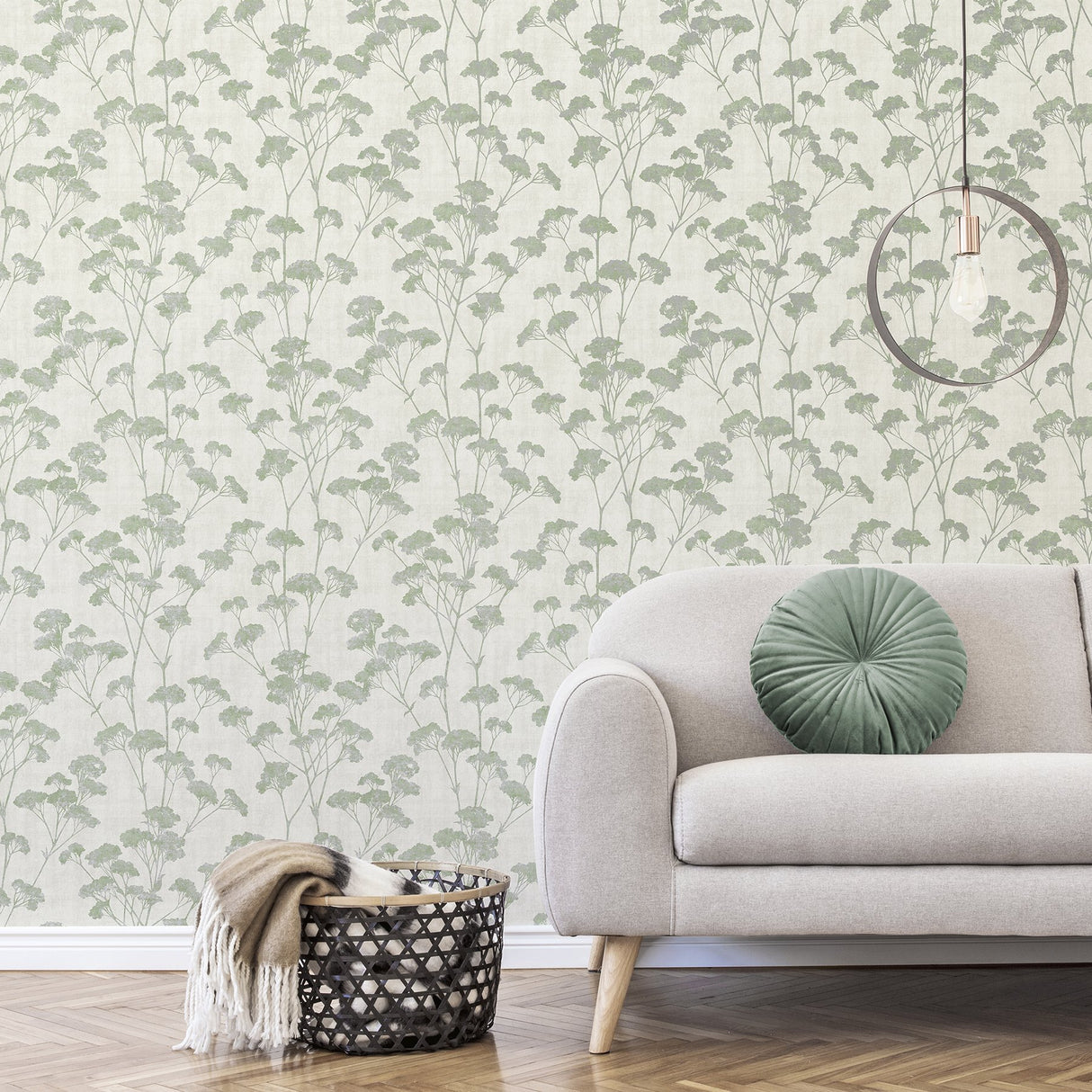 Sprig Green Trail Wallpaper with Botanical Glittered Trail - Advantage 4157-M1538