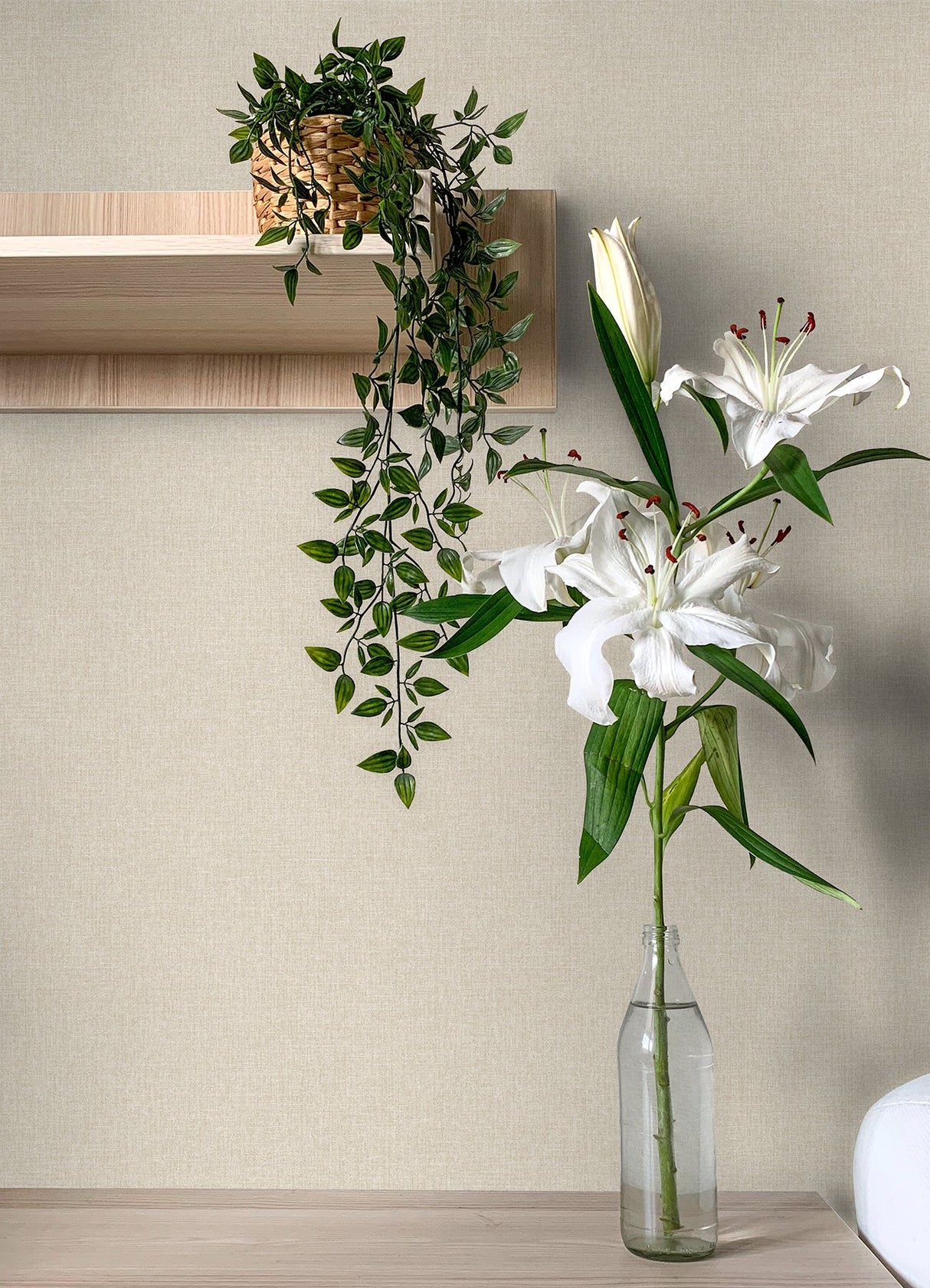 Glen Beige Texture Wallpaper with Fabric Texture Motif - Advantage 4157-M1697