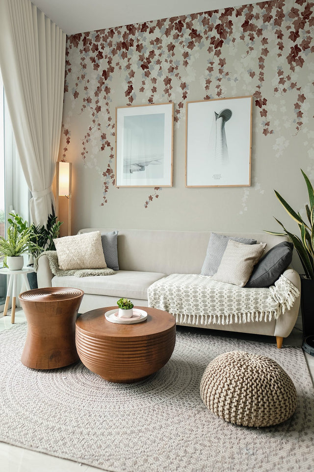 Trailing Ivy Brown Wall Mural with Country Nature Vines Motif - Advantage 4164-50941