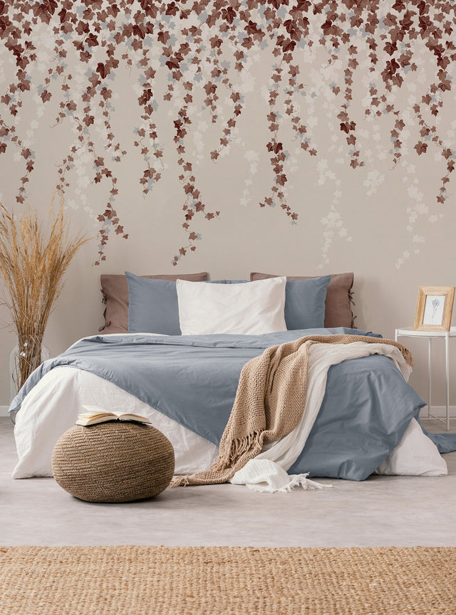 Trailing Ivy Brown Wall Mural with Country Nature Vines Motif - Advantage 4164-50941