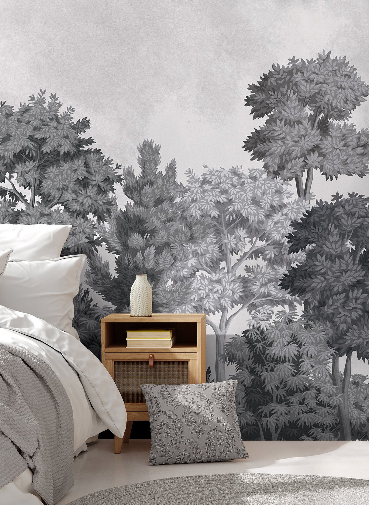 Delamere Mono Grey Scenic Trees Wall Mural - Advantage 4164-50945