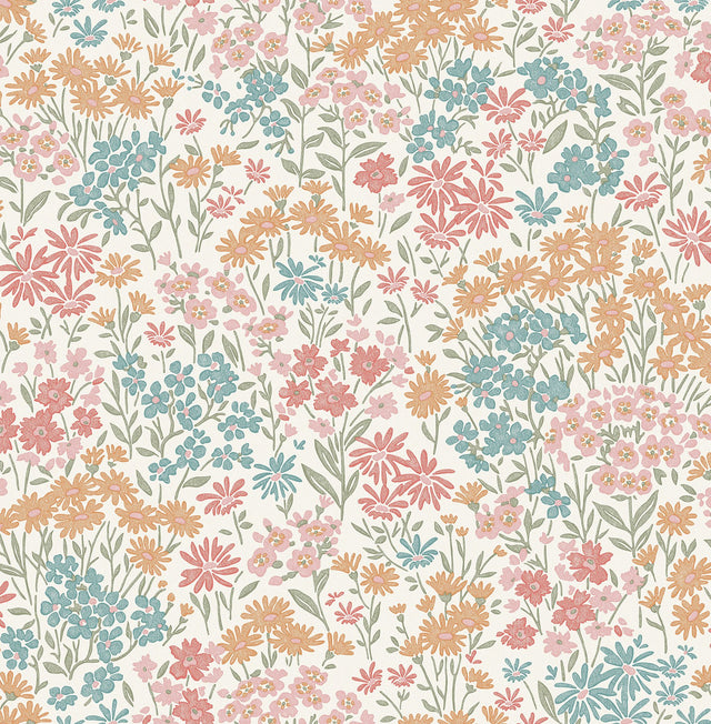 Ditsy Multi Daisies Wallpaper in Multi with Bohemian Botanical Floral Pattern - Advantage 4164-M1811