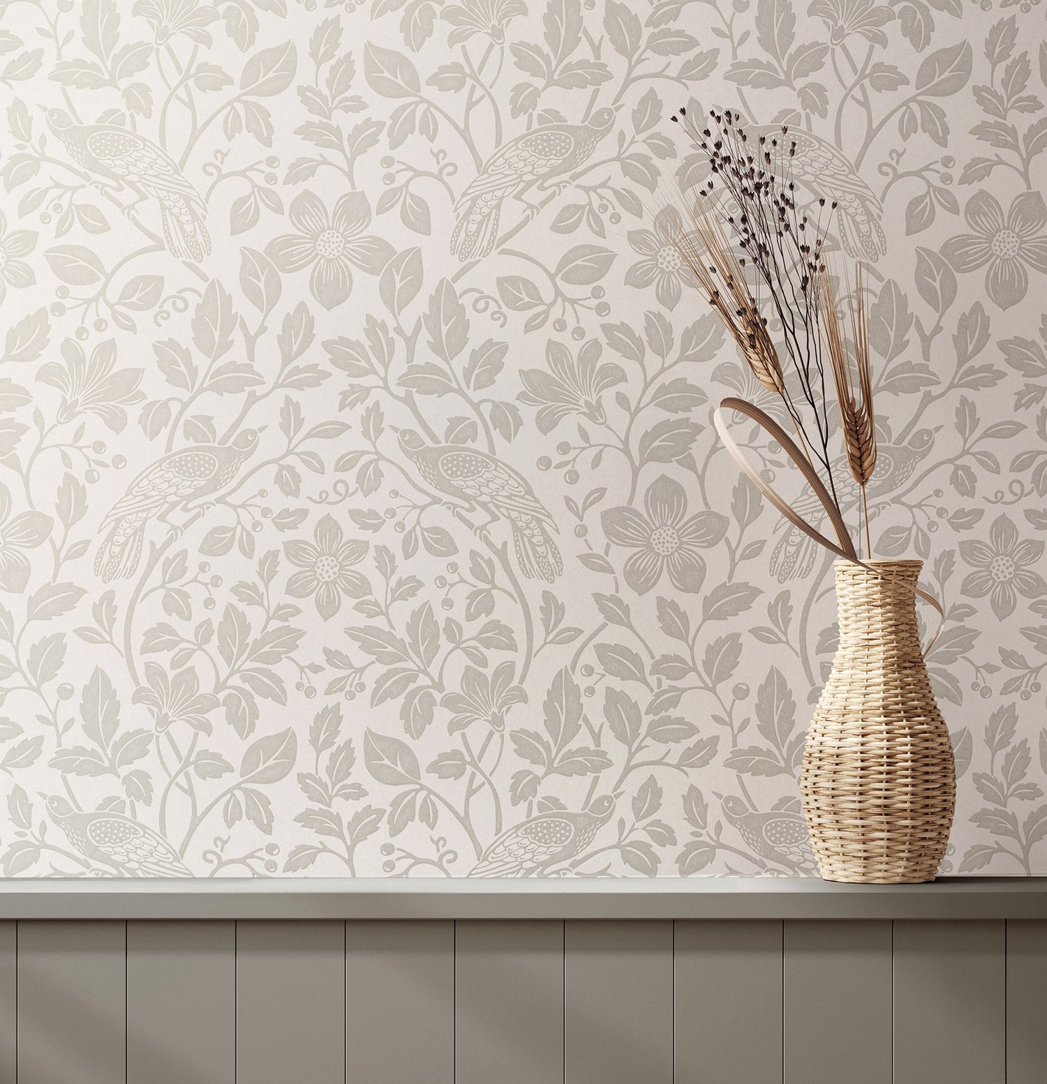 Marlow Bone Bird Vine Wallpaper with Farmhouse Birds Pattern - Advantage 4164-M1815