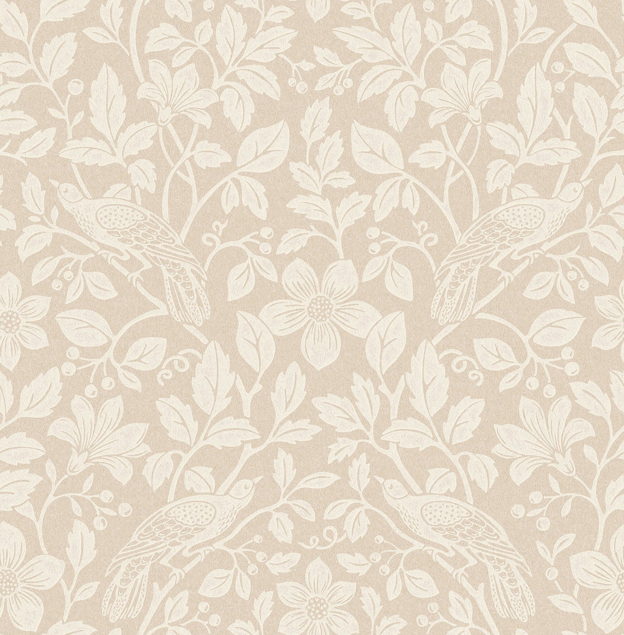 Marlow Beige Bird Vine Wallpaper with Farmhouse Birds Motif - Advantage 4164-M1817