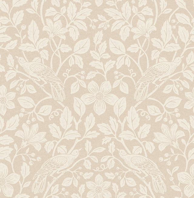 Marlow Beige Bird Vine Wallpaper with Farmhouse Birds Motif - Advantage 4164-M1817