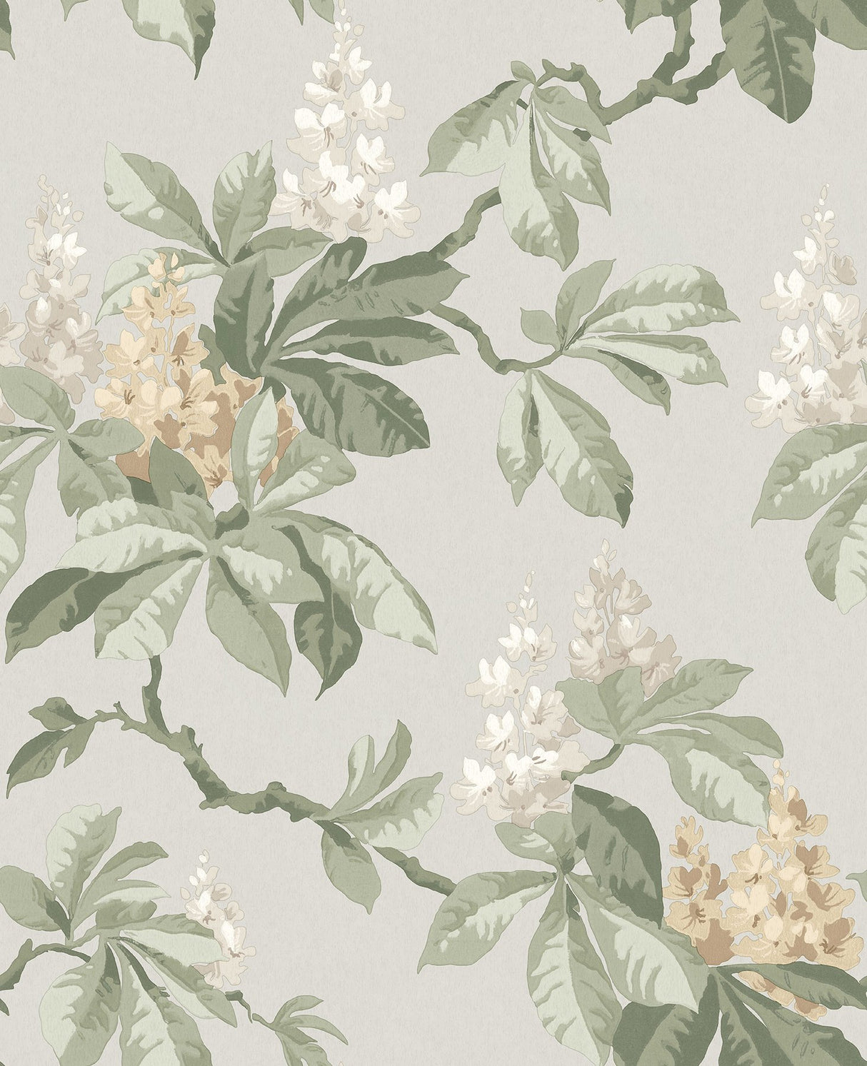 Chestnut Grey Floral Wallpaper with Botanical Flowers Motif, Farmhouse Style - Advantage 4164-M1821
