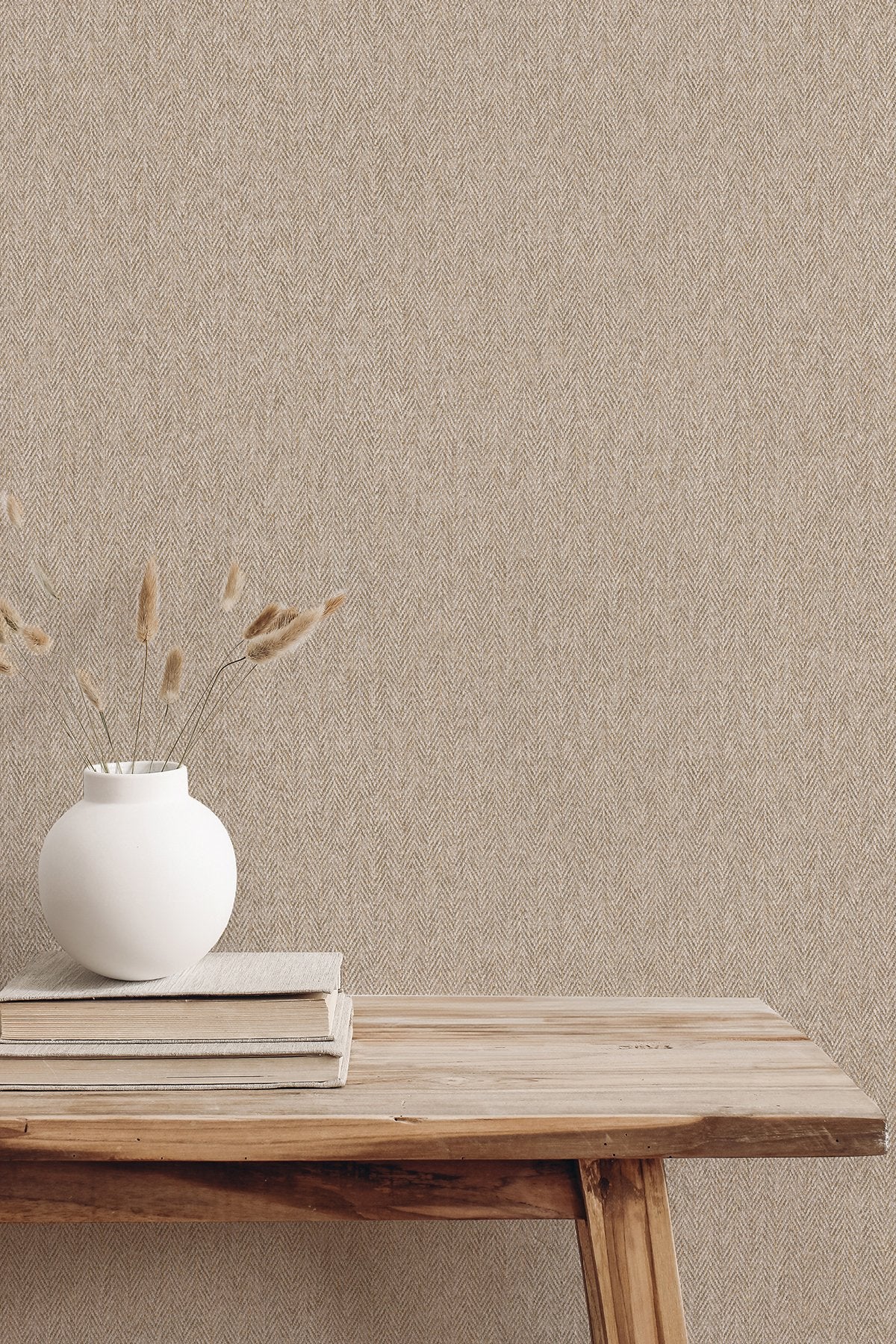 Herringbone Neutral Tweed Wallpaper with Textured Fabric Motif - Advantage 4164-M1825