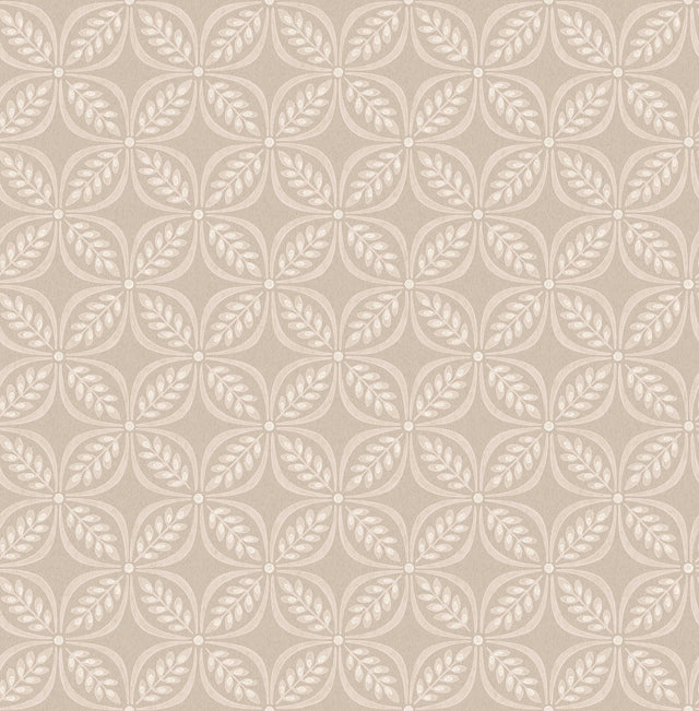 Morgrove Beige Trellis Wallpaper with Botanical Geometric Motif - Advantage 4164-M1835