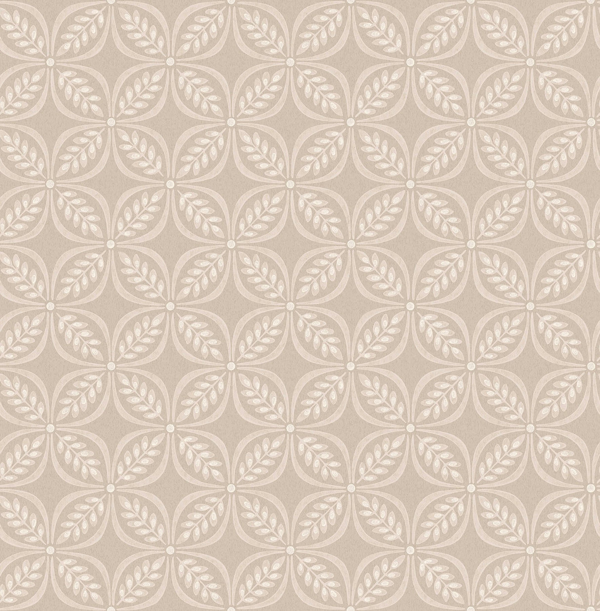 Morgrove Beige Trellis Wallpaper with Botanical Geometric Motif - Advantage 4164-M1835