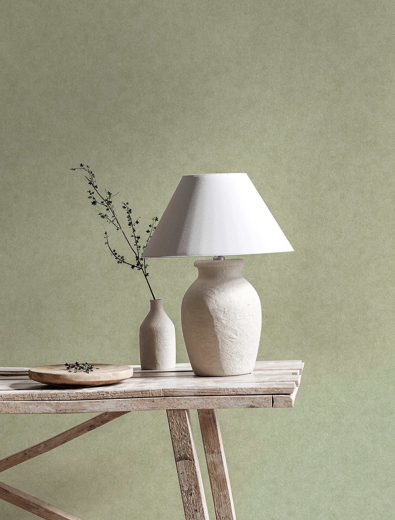 Heritage Green Plain Wallpaper with Textured Solid Pattern - Advantage 4164-M1837