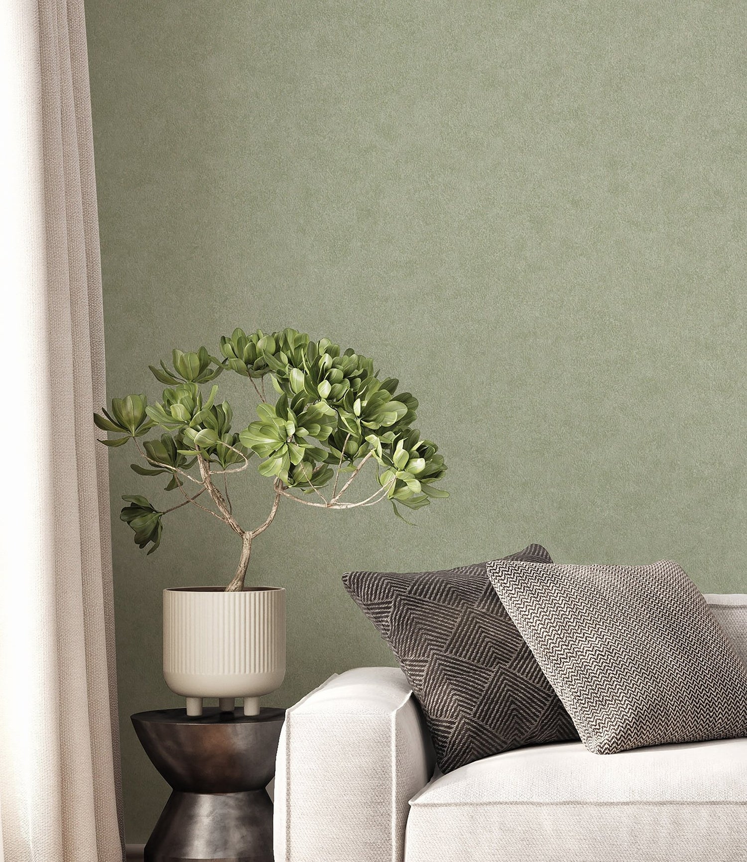 Heritage Green Plain Wallpaper with Textured Solid Pattern - Advantage 4164-M1837