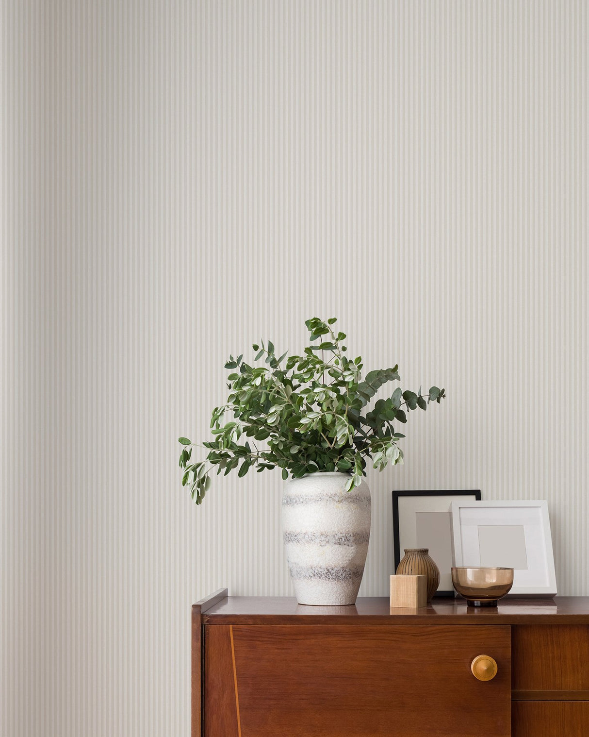 Ticking Light Grey Stripe Wallpaper with Traditional Stripes Pattern, Textured Non Woven - Advantage 4164-M1847
