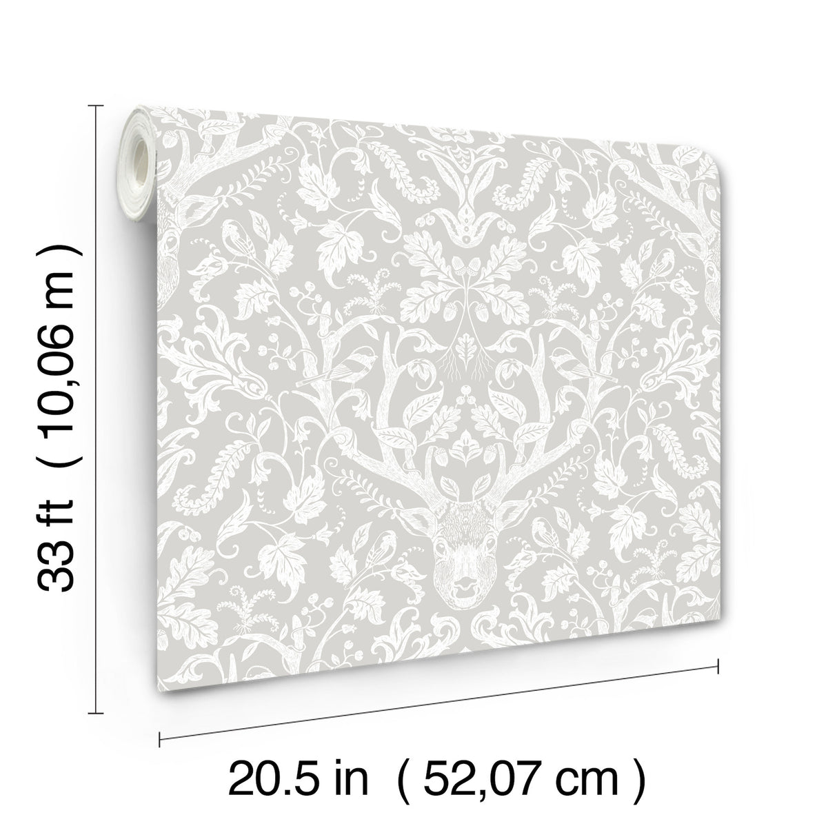 Kiwassa Grey by Chesapeake Antler Damask Wallpaper – Brewster Home Fashions 4169-12701
