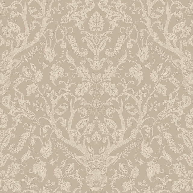 Kiwassa Light Brown Antler Damask Wallpaper by Chesapeake