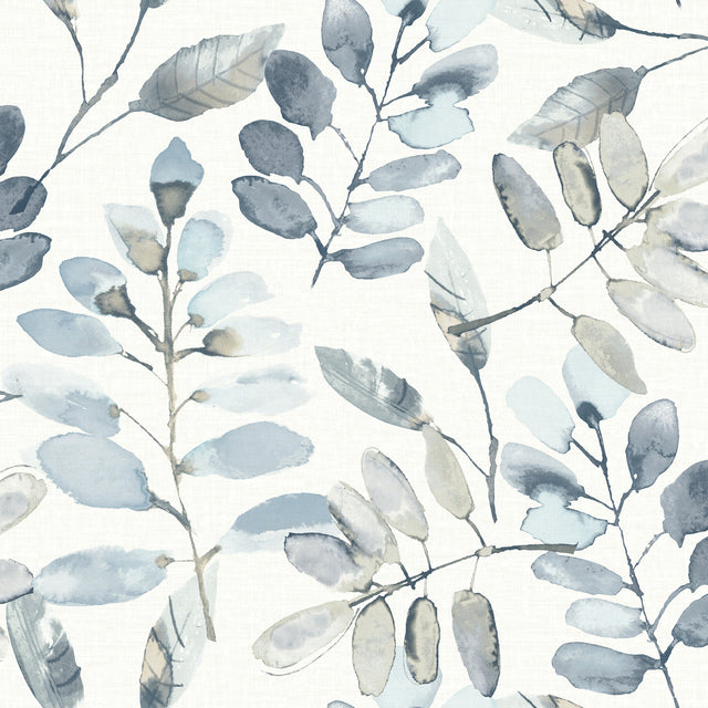 Pinnate Blue Leaves Wallpaper by Chesapeake, 20.5 in x 33 ft roll