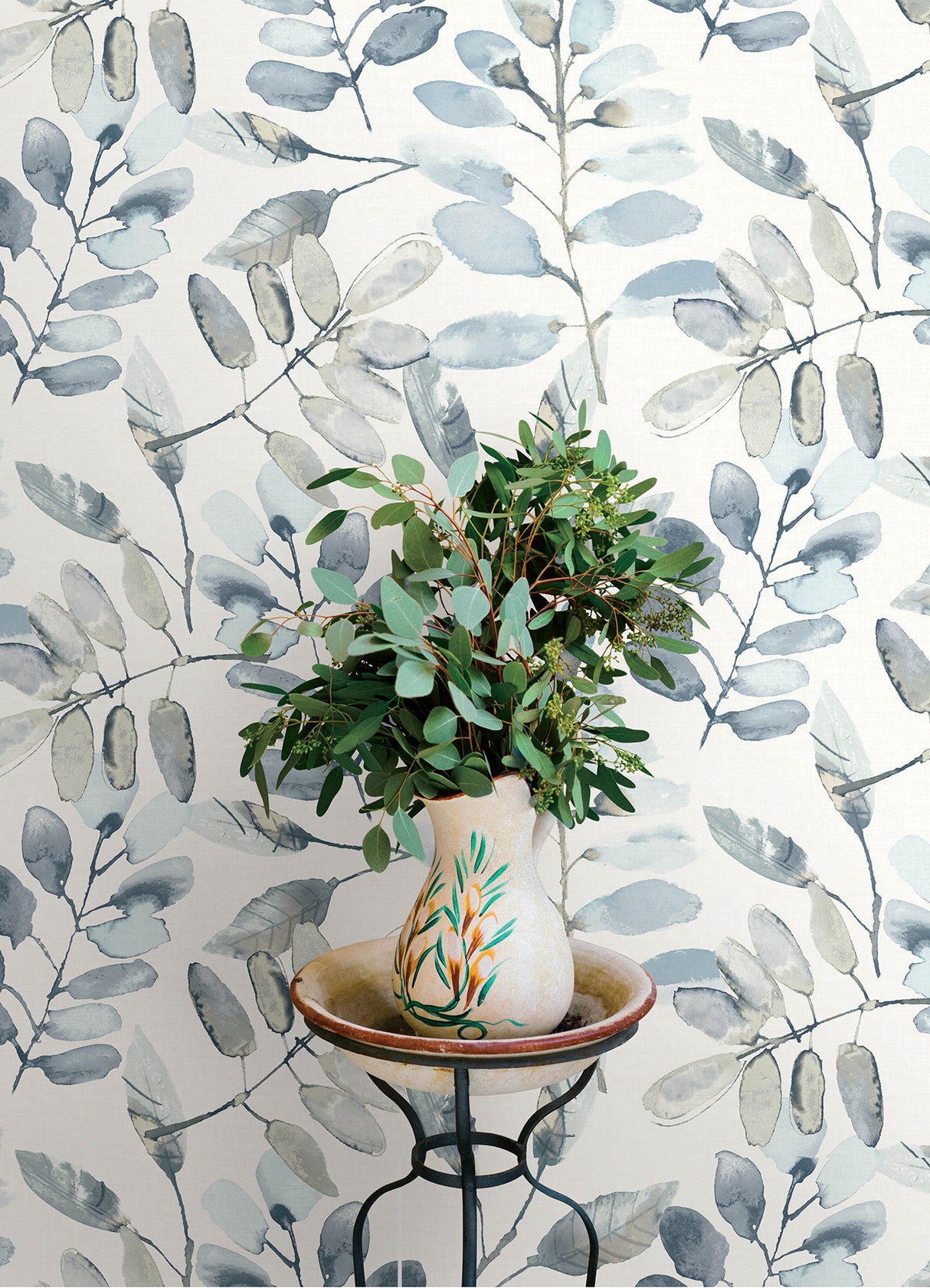 Pinnate Blue by Chesapeake Leaves Wallpaper – Brewster Home Fashions 4169-13908
