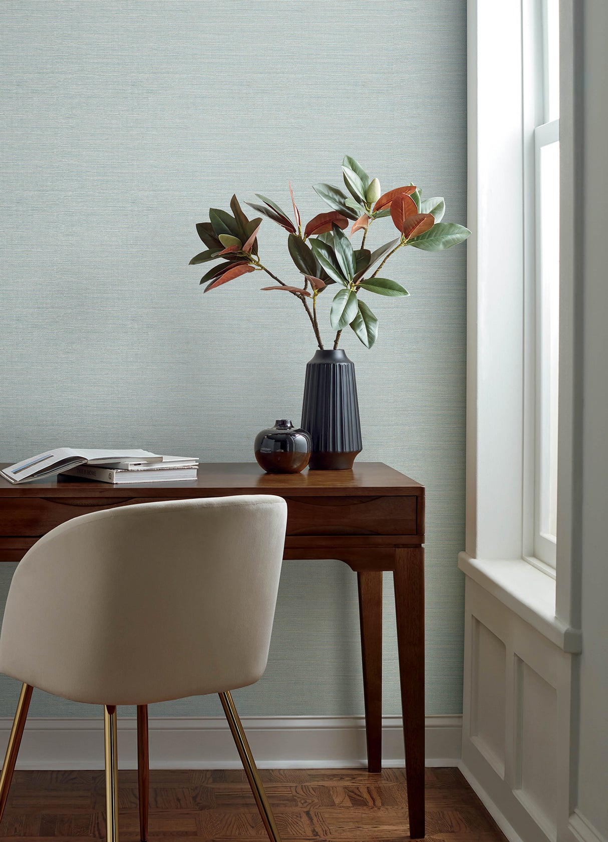 Agave Light Blue by Chesapeake Faux Grasscloth Wallpaper – Brewster Home Fashions 4169-24278