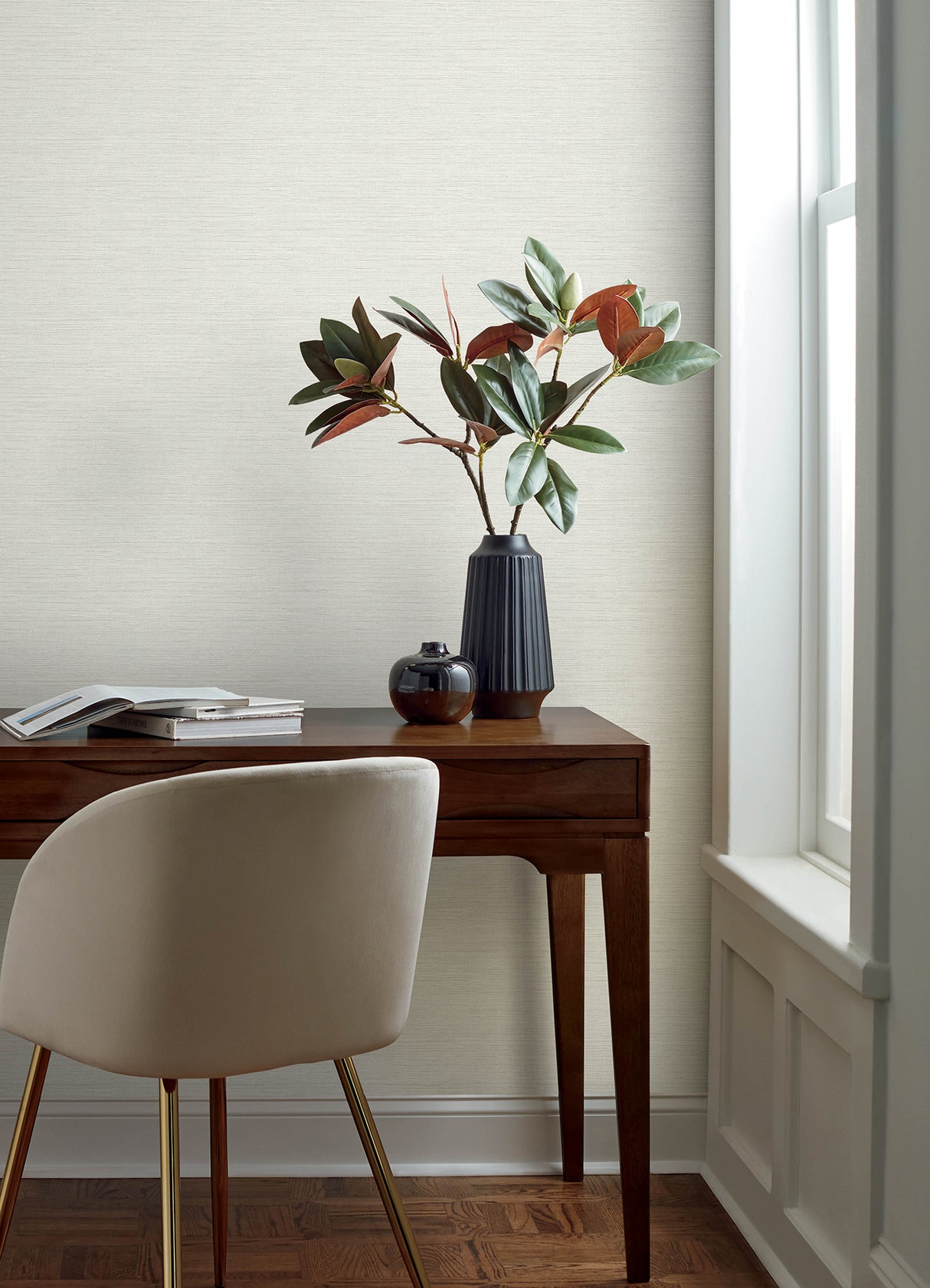 Agave Light Grey by Chesapeake Faux Grasscloth Wallpaper – Brewster 4169-24281