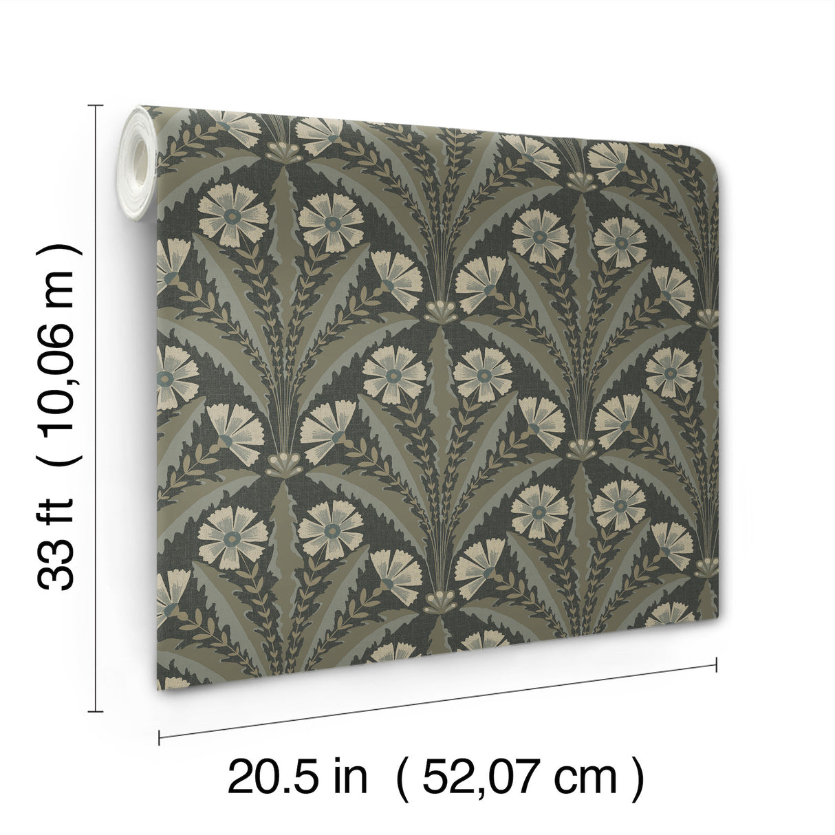 Tap Root Charcoal by Chesapeake Floral Damask Wallpaper – Brewster 4169-27601