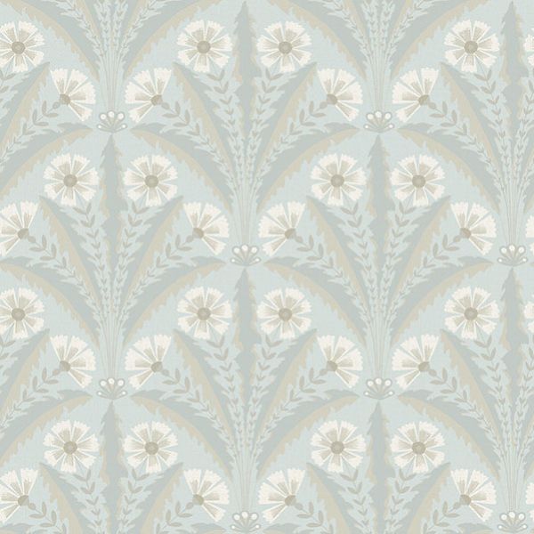 Tap Root Light Blue Floral Damask Wallpaper by Chesapeake