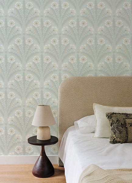 Tap Root Light Blue by Chesapeake Floral Damask Wallpaper – Brewster Home Fashions 4169-27602