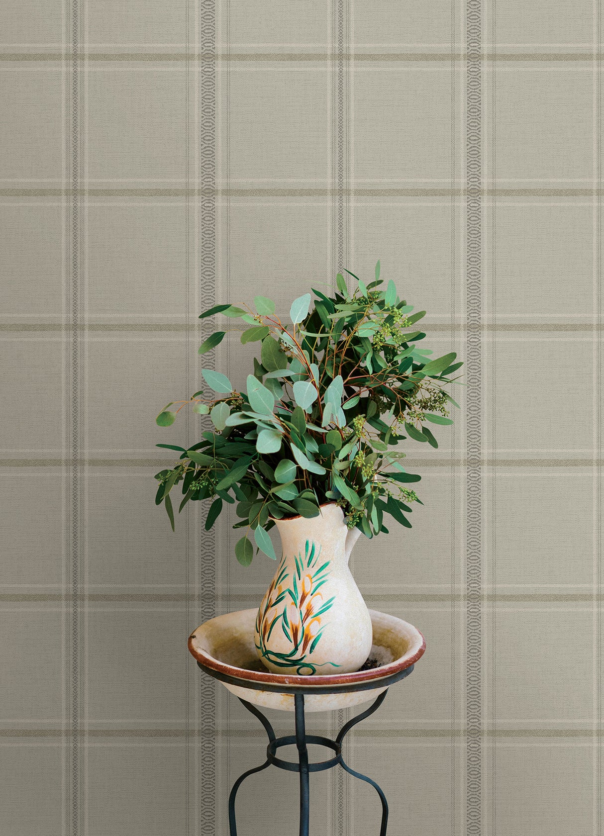 Auberge Taupe by Chesapeake Plaid Wallpaper – Brewster Home Fashions 4169-27608