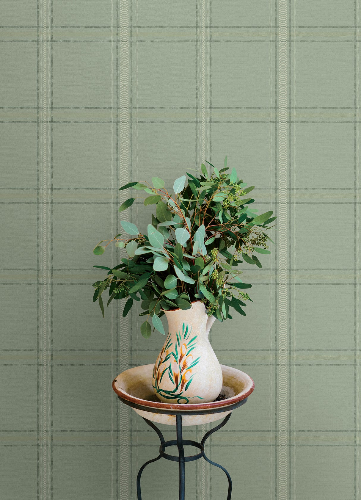 Auberge Sage by Chesapeake Plaid Wallpaper – Brewster Home Fashions 4169-27609