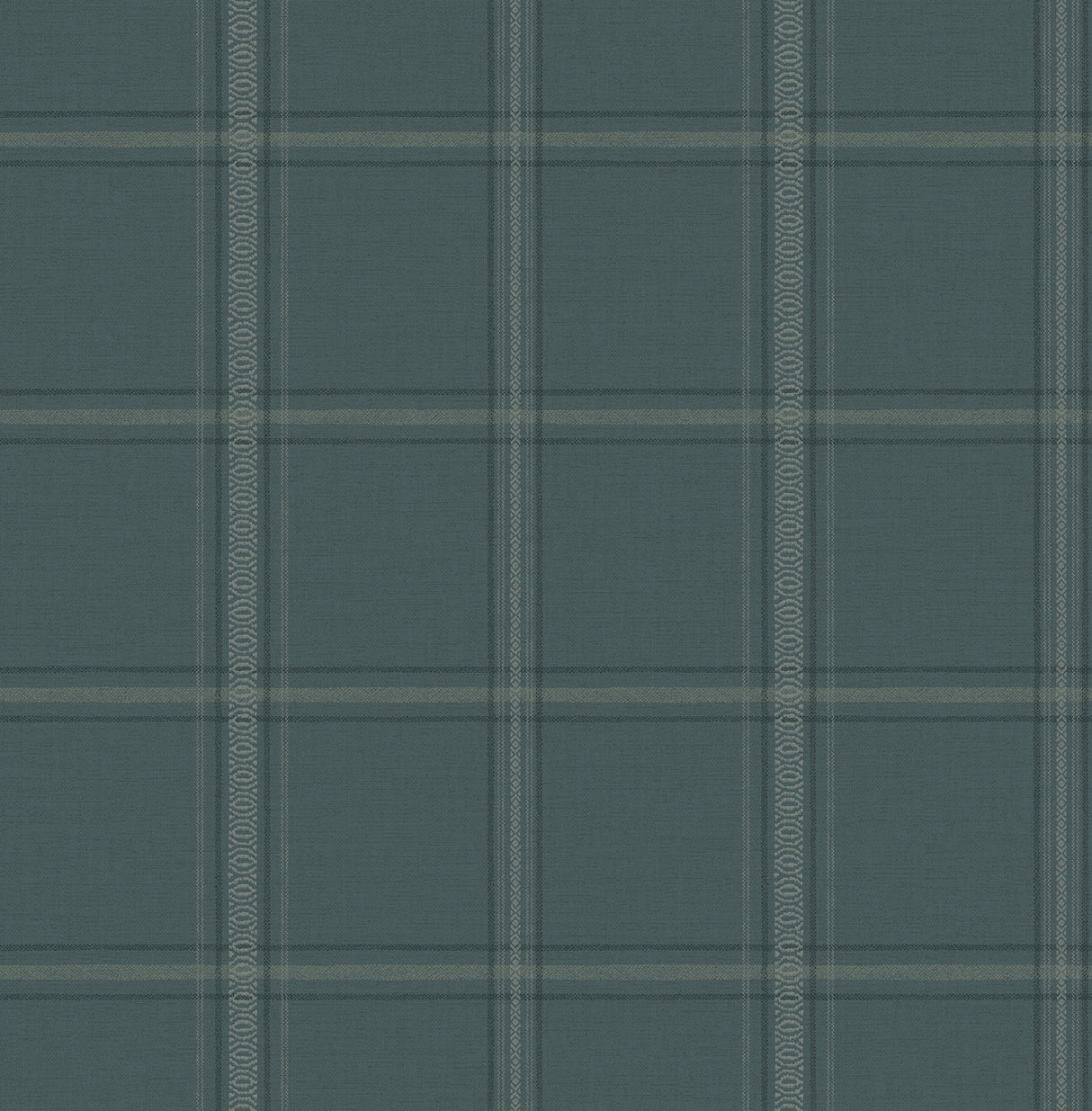 Auberge Teal Plaid Wallpaper in Teal by Chesapeake, 20.5 in x 33 ft roll