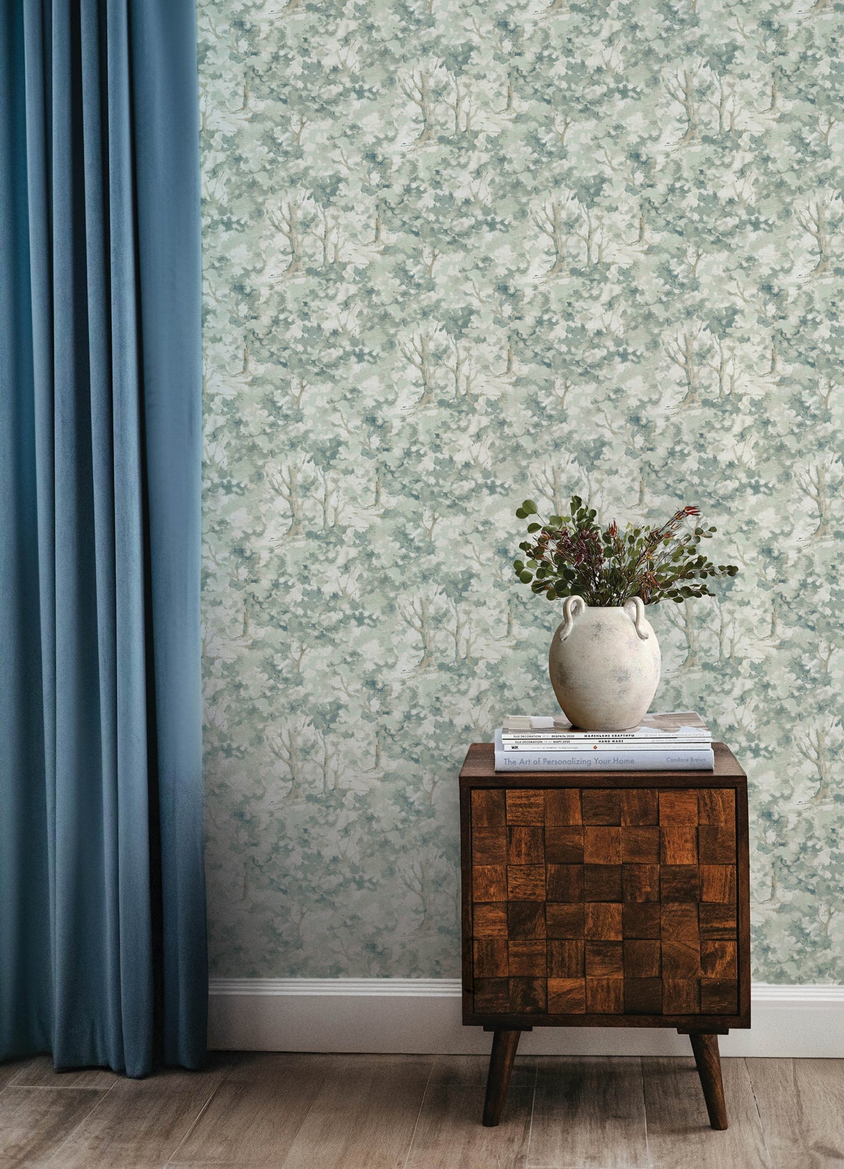 Thicket Teal by Chesapeake Forest Wallpaper – Brewster Home Fashions 4169-83111