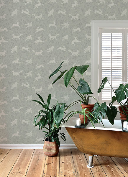 Revelry Sage Forest Frolic by Chesapeake Animals Wallpaper – Brewster Home Fashions 4169-83115