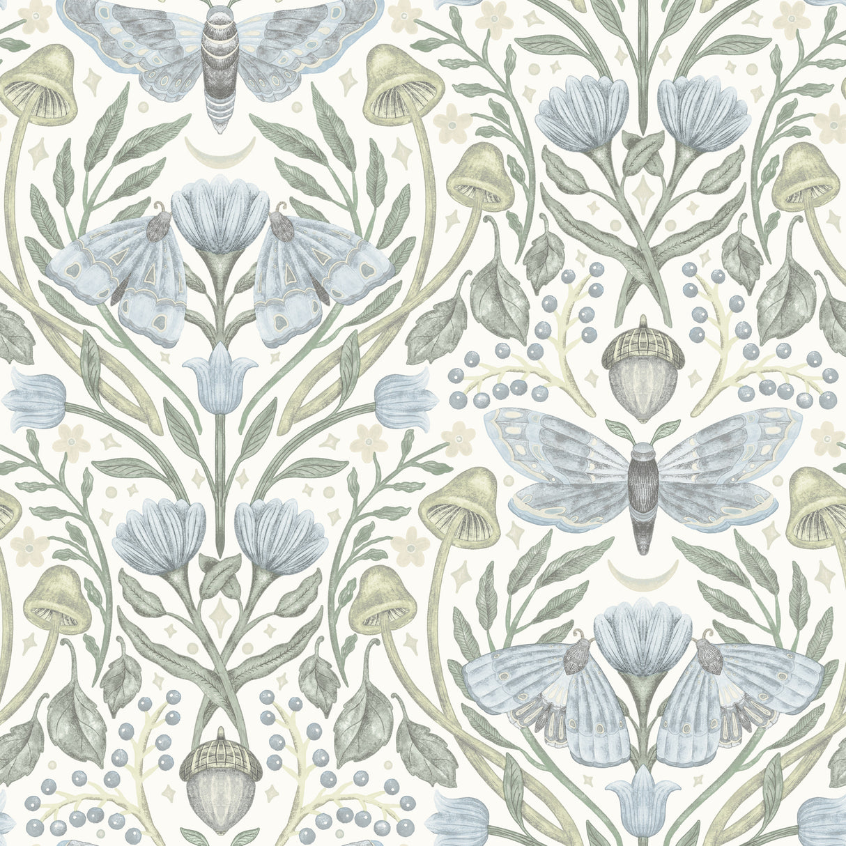 Mystic Moth Sky Blue Forest Magic Wallpaper by Chesapeake