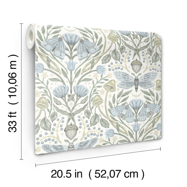 Mystic Moth Sky Blue by Chesapeake Forest Magic Wallpaper – Brewster Home Fashions 4169-83117