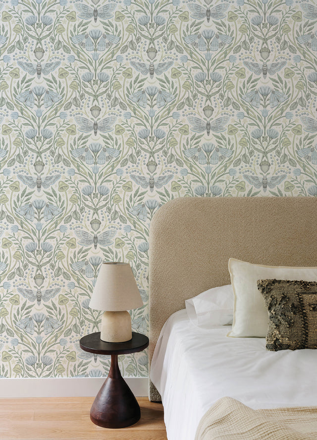 Mystic Moth Sky Blue by Chesapeake Forest Magic Wallpaper – Brewster Home Fashions 4169-83117